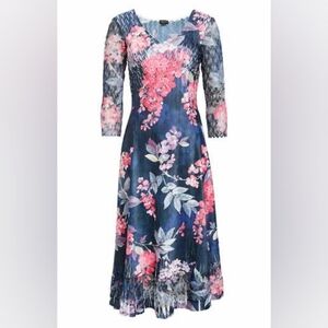 Komarov Charmeuse Lace midi dress